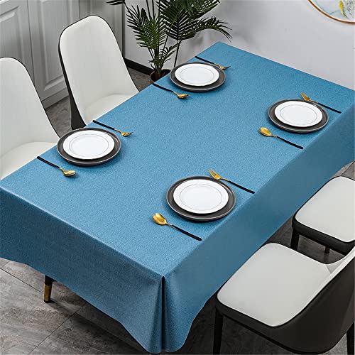 FANSU Tischdecke Abwischbar PVC Plastik Wachstuch Wasserdicht Ölbeständig Garten Tischdecke Einfarbig Rechteckig Dekoration Tischtuch für Restaurant Küche (140x160cm,Elegantes blau) von FANSU