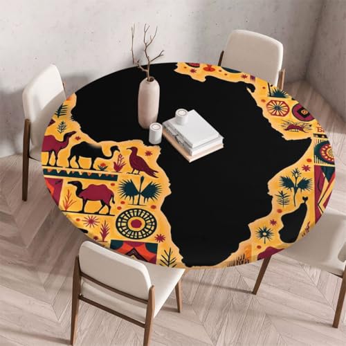 FANSU Tischdecke Outdoor Wetterfest Rund mit Gummizug, Rund Tischdecke mit 3D Muster Waschbar und Abwischbar für Esstisch, Couchtisch, Gartentisch Geeignet (Klassischer Stil 38,100cm) von FANSU