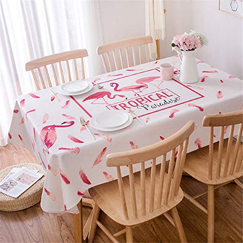 FANSU Tischdecke Rechteckige Abwaschbar, Leinenoptik Wasserdicht Tischtuch Rosa Mädchen Einhorn Flamingo Tischdecken Home Küche Dekoration,Viele Größe Farbe Wählbar (90x90cm,Rosa Flamingo) von FANSU