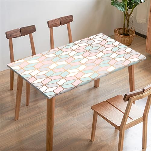 FANSU Tischdecke Rechteckige Quadrat, Tischdecken, Spandex Elastische Marmor Geometrie Tischtuch Draussen, Tischdecke für Outdoor, Terrasse,Garten, Küche Esszimmer (140x80cm,Grün) von FANSU