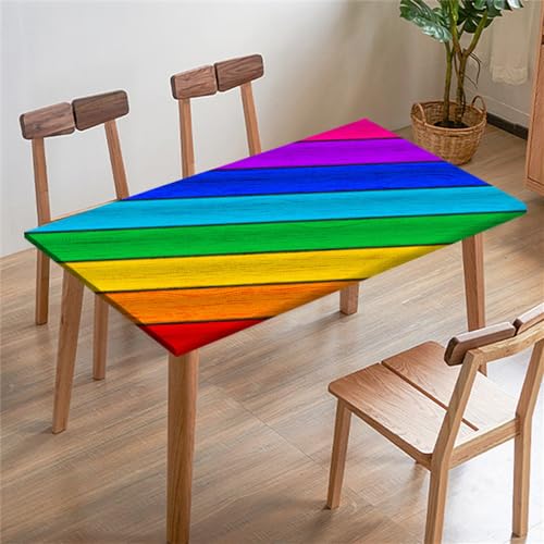 FANSU Tischdecke Rechteckige Quadrat Tischdecken, Elastische Regenbogen Abwischbare Tischtuch Draussen, Tischdecke für Outdoor, Terrasse,Garten, Küche Esszimmer (100x100cm,Bunt) von FANSU