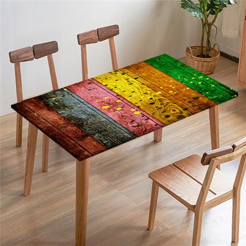 FANSU Tischdecke Rechteckige Quadrat Tischdecken, Elastische Regenbogen Abwischbare Tischtuch Draussen, Tischdecke für Outdoor, Terrasse,Garten, Küche Esszimmer (153x77cm,Malen) von FANSU