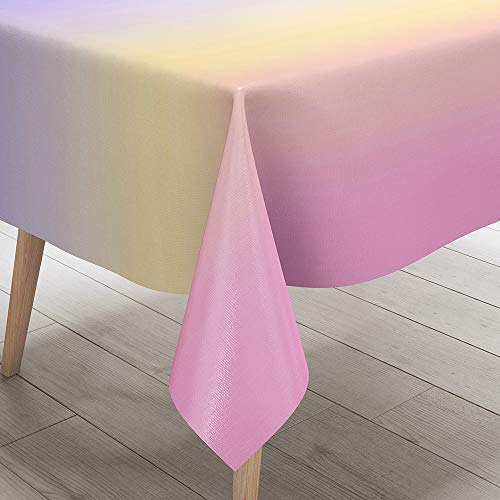 FANSU Tischdecke Wasserdicht Tischwäsche, Gradient Rechteckige Wasserabweisend Abwaschbar 3D Tischtuch Draussen Küchentischabdeckung für Küche Outdoor Garten Dekoration (Lila,100x140cm) von FANSU