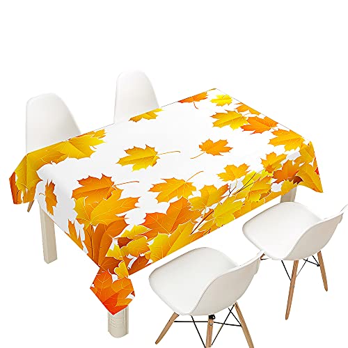 FANSU Tischdecke Wasserdicht Tischwäsche, Herbst Blatt Rechteckige Wasserabweisend Abwaschbar 3D Tischtuch für Küche Garten Outdoor Esstisch Dekoration (Ahornblatt,100x140cm) von FANSU