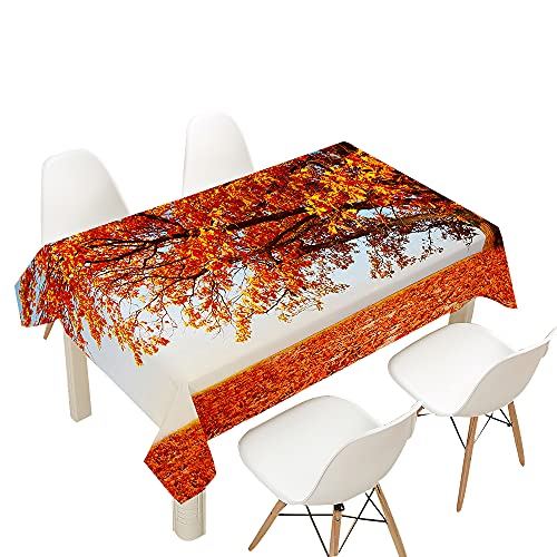 FANSU Tischdecke Wasserdicht Tischwäsche, Herbst Blatt Rechteckige Wasserabweisend Abwaschbar 3D Tischtuch für Küche Garten Outdoor Esstisch Dekoration (Herbst,140x180cm) von FANSU