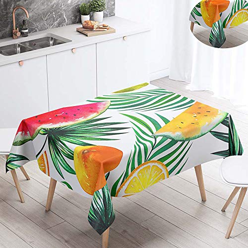 FANSU Tischdecke Wasserdicht Tischwäsche, Rechteckige Wasserabweisend Abwaschbar 3D Obst Tischtuch Draussen Küchentischabdeckung für Outdoor Garten Küche Dekoration (140x140cm,Gelbe Wassermelone) von FANSU