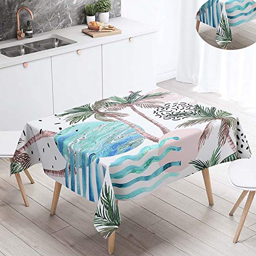 FANSU Tischdecke Wasserdicht Tischwäsche, Rechteckige Wasserabweisend Abwaschbar 3D Pflanzen Tischtuch Draussen Küchentischabdeckung für Küche Outdoor Dekoration (Weiße Landschaft,60x60cm) von FANSU