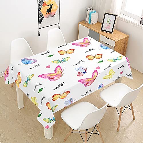 FANSU Tischdecke Wasserdicht Tischwäsche, Rechteckige Wasserabweisend Abwaschbar 3D Schmetterling Tischtuch für Küche Garten Outdoor Esstisch Dekoration (Modern,90x90cm) von FANSU