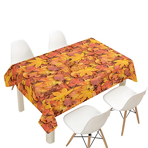 FANSU Tischdecke Wasserdicht Tischwäsche, Rechteckige Wasserabweisend Abwaschbar Herbst Blätter Tischtuch Draussen Küchentischabdeckung für Outdoor Küche Dekoration (140x140cm,Ahornblatt) von FANSU