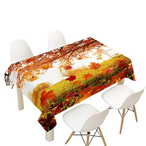 FANSU Tischdecke Wasserdicht Tischwäsche, Rechteckige Wasserabweisend Abwaschbar Herbst Blätter Tischtuch Draussen Küchentischabdeckung für Outdoor Küche Dekoration (140x200cm,Garten) von FANSU