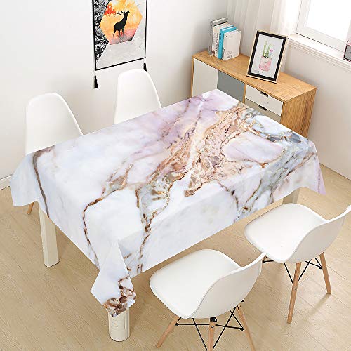 FANSU Tischdecke Wasserdicht Tischwäsche Küchentischabdeckung, Rechteckige Wasserabweisend Abwaschbar Marmor Tischtuch für Küche Esstisch Quadratischer Tisc Dekoration (Rosa Weiß,60x60cm) von FANSU
