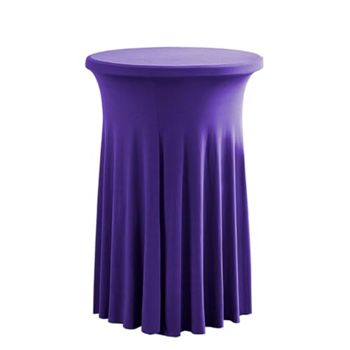FANSU Tischdecke mit Rock, Cocktail Tischdecke Spandex Tischrock Stehtischhussen Elegant Stretch Stehtisch Husse für Bistrotisch, Cocktail Party Tischdecke Waschbar (80x110cm,Dunkelviolett) von FANSU