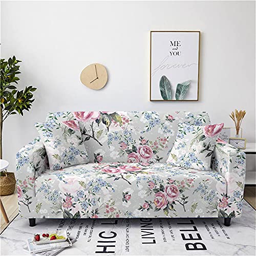 FANSU Universal Sofabezug Stretch Antirutsch 3D Elegante Blumen Bedruckte Sofabezug mit Armlehnen, L Form Sofabezug/Couchbezug/Sesselbezug für Wohnzimmer Wohnkultur (Hellgrün,1 Sitzer) von FANSU