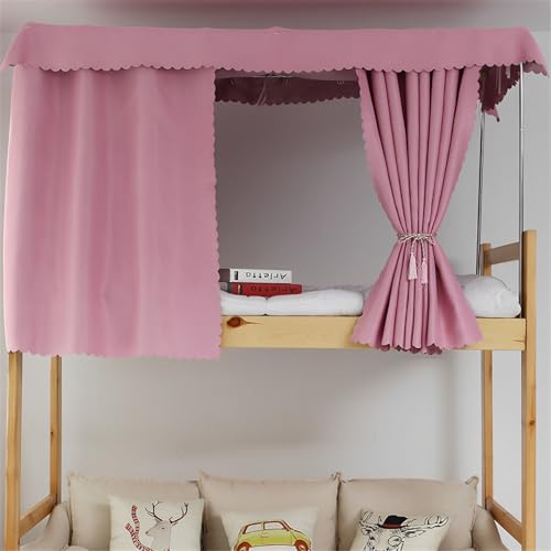 FANSU Volltonfarbe Etagenbett Vorhang, Bettvorhang Hochbett Etagenbett Blackout Staubdicht Privatsphäre Bett Vorhang Vorhänge Moskitonetz für Schlafzimmer Kinderzimmer (Rosa,2x1.2m-2pc) von FANSU