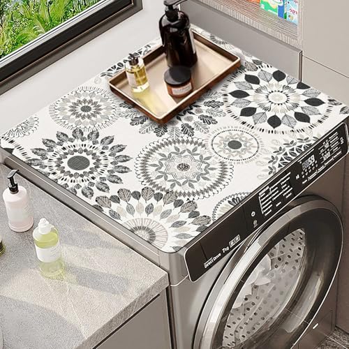 FANSU Waschmaschinenauflage rutschfest, Mandala Stil Saugfähig Waschmaschinen-Staubschutzmatte Schnelltrocknend Waschmaschine Abdeckung Waschmaschinenabdeckung für Küche (Mandala Stil,50x60cm) von FANSU