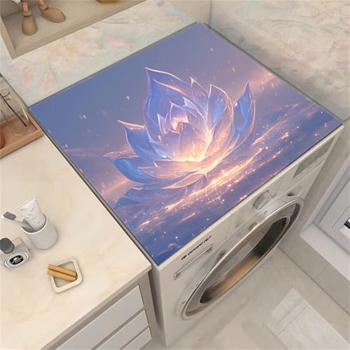 FANSU Waschmaschinenauflage rutschfest, Rosenblüten 3D Stil Waschmaschinen-Staubschutzmatte Saugfähig Schnelltrocknend Waschmaschine Abdeckung für Kühlschrank (Lotusblüten,40x60cm) von FANSU