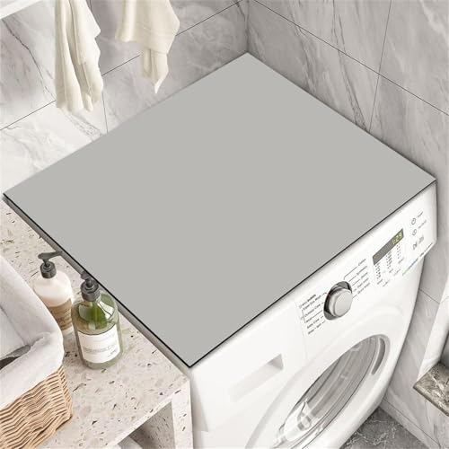FANSU Waschmaschinenauflage rutschfest, Saugfähig Waschmaschinen-Staubschutzmatte Solide Farbe Schnelltrocknend Waschmaschine Abdeckung Waschmaschinenabdeckung für Küche (50x60cm,Hellgrau) von FANSU