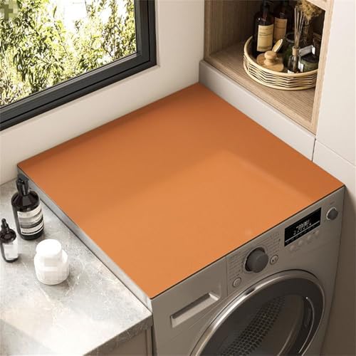 FANSU Waschmaschinenauflage rutschfest, Saugfähig Waschmaschinen-Staubschutzmatte Solide Farbe Schnelltrocknend Waschmaschine Abdeckung Waschmaschinenabdeckung für Küche (60x60cm,Orange) von FANSU