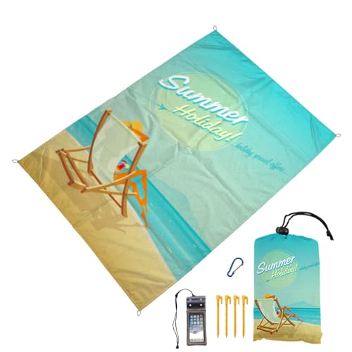 FANSU Wasserdicht Strandmatte, 3D-Druck Picknickdecke Große Picknickdecke, Stranddecke Sandfrei, Waschbare Stranddecke für Strand, Picknick, Camping (100x140cm,Strandkorb) von FANSU