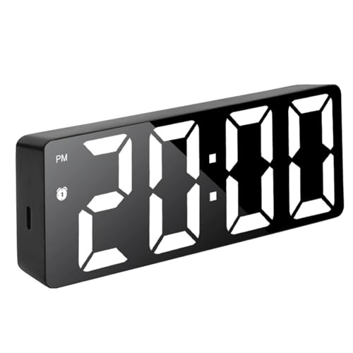FANSU Wecker Digital, Radiowecker mit Große Nummer LED Display, USB Ladeanschluss Spiegelalarm, Tragbarer Lichtwecker, Alarm Clock für Schlafzimmer Schreibtisch Reisen (Weiß,16x2.7x6cm) von FANSU