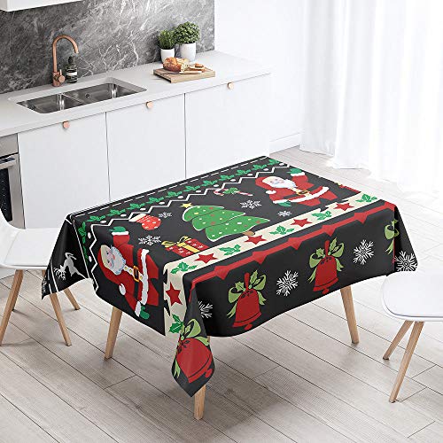 FANSU Weihnachten Tischdecke Rechteck Polyester 3D Dekoration Stil,Wasserdicht Tischwäsche Pflegeleicht Abwaschbar Tischtuch-Viele Größe Farbe Wählbar (Rote Glocke,100x140cm) von FANSU