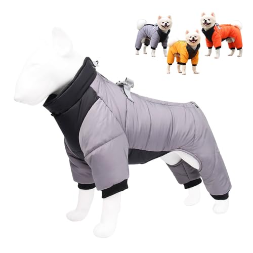 FANSU Winter Hundemantel (mit Ärmeln), Hundemantel für Kleine Hunde/Grosse Hunde/Welpen, Winter Hundemantel Warme Hundejacke Haustier Jacken Wattierte Kleidung (2XL,Grau) von FANSU