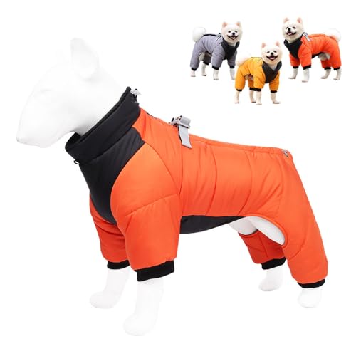 FANSU Winter Hundemantel (mit Ärmeln), Hundemantel für Kleine Hunde/Grosse Hunde/Welpen, Winter Hundemantel Warme Hundejacke Haustier Jacken Wattierte Kleidung (XL,Orange) von FANSU