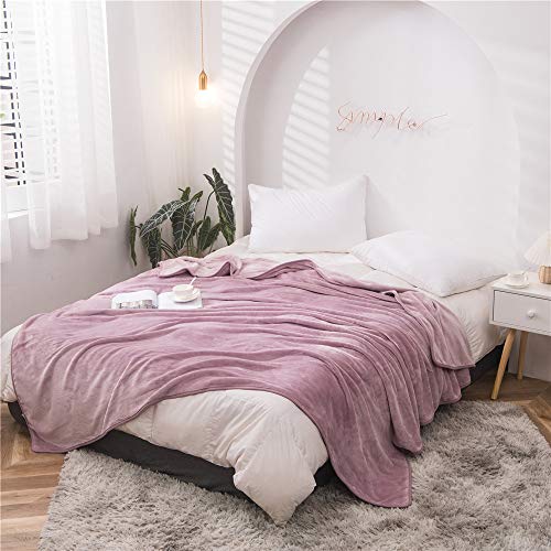 FANSU Wohndecke Kuscheldecke Flanell Flauschige Decke, Extra Weiche Warme Microfaser Einfarbig Kinder Erwachsene Große Plüsch Kuscheldecke Sofadecke oder Bettüberwurf (100x120cm,Blass lila) von FANSU