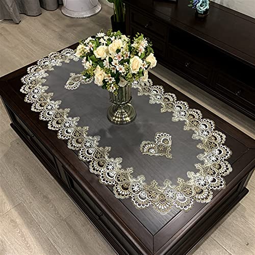 Spitzen-esstischdecke Ovale Teetisch-Esstisch Tuch Wohnzimmer-Tischmatte Spitzen-Teetisch-Tuchmatte Europäische moderne minimalistische Esstisch-amerikanische Esstisch Tuch ( Color : B , Size : 60*120 von FRINZA