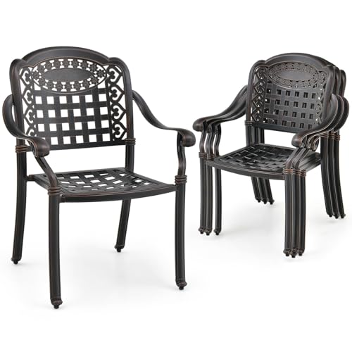 FANTASK 2er Set Gartenstuhl, Terrassenstühle aus Aluminiumguss, Gartensessel mit Armlehnen für Garten, Balkon, Hinterhof FANTASK 2er Set Gartenstuhl, Terrassenstühle aus Aluminiumguss, Gartensessel mit Armlehnen für Garten, Balkon, Hinterhof von FANTASK