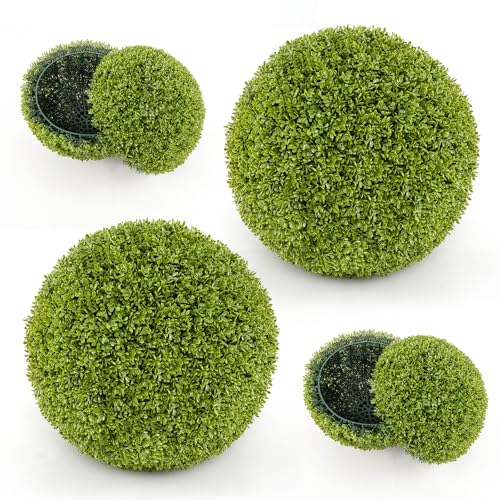FANTASK 2er Set künstliche Buchsbaumkugel, 50 cm Buchsbaum Kugel UV-beständig, dekorative Kugeln Buchskugel, Formschnitt Kunstpflanze Dekopflanze für Haus Garten Hochzeit (Grün) von FANTASK