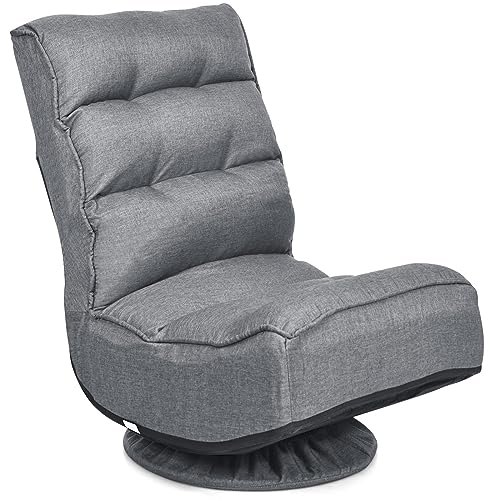 FANTASK 360° drehbarer Bodenstuhl, klappbarer 5-Fach Bodensessel, Gamingsessel bis 150kg, Lazy Sofa für Wohnzimmer und Büro (Grau) von FANTASK