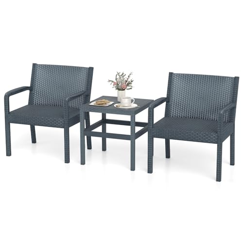 FANTASK 3tlg. Balkonmöbel Set, Gartenmöbel Set aus Rattan, inkl. 2 Stühle mit Tisch, Lounge Möbel TerassenmöbelSet, für Balkon, Terrasse, Garten, Grau FANTASK 3tlg. Balkonmöbel Set, Gartenmöbel Set aus Rattan, inkl. 2 Stühle mit Tisch, Lounge Möbel TerassenmöbelSet, für Balkon, Terrasse, Garten, Grau von FANTASK