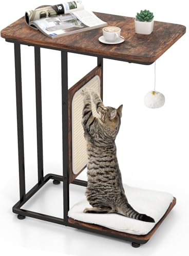 FANTASK 4 in 1 Beistelltisch mit Sisalkratzbrett für Katzen, Katzenkratzbaum mit abnehmbarem Kissen & Ball, Kratzbretter im Stil von Katzenmöbeln FANTASK 4 in 1 Beistelltisch mit Sisalkratzbrett für Katzen, Katzenkratzbaum mit abnehmbarem Kissen & Ball, Kratzbretter im Stil von Katzenmöbeln von FANTASK
