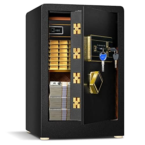 FANTASK 42,5L Safe Tresor mit Zahlenschloss | eingebauter abschließbarer Box | abnehmbarem Regal | Möbeltresor | Heimtresor inkl. 2 Notschlüssel | 37,5 x 36,5 x 59 cm von FANTASK