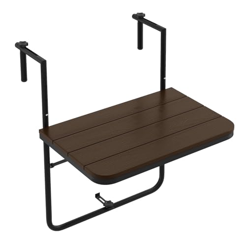 FANTASK Balkontisch zum Einhängen, klappbarer Balkonhängetisch mit 3-stufig Verstellbarer Höhe, 60 x 40 cm, Kaffee FANTASK Balkontisch zum Einhängen, klappbarer Balkonhängetisch mit 3-stufig Verstellbarer Höhe, 60 x 40 cm, Kaffee von FANTASK