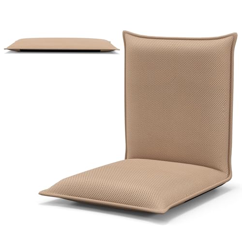 FANTASK Bodenstuhl Bodensessel mit 6- stufig Verstellbarer Rückenlehne, Game Sessel gepolstert, Bodensofa Meditationsstuhl Lazy Sofa Fensterstuhl Meditationsstuhl (Beige) von FANTASK