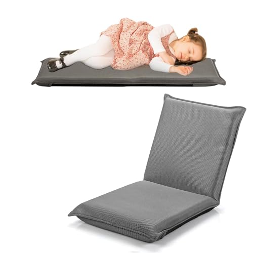 FANTASK Bodenstuhl Bodensessel mit 6- stufig Verstellbarer Rückenlehne, Game Sessel gepolstert, Bodensofa Meditationsstuhl Lazy Sofa Fensterstuhl Meditationsstuhl (Grau) von FANTASK