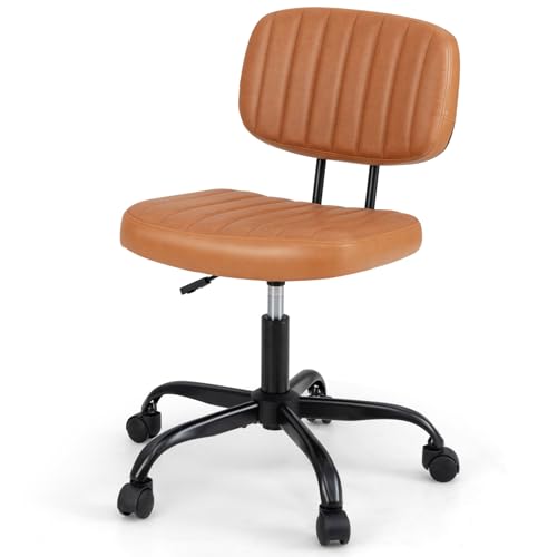 FANTASK Bürostuhl Ohne Armlehnen, ergonomischer Drehstuhl mit Rollen, Arbeitszimmerstuhl höhenverstellbar für Schlafzimmer & Arbeitszimmer (Braun) von FANTASK