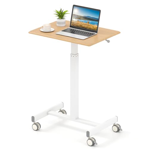 FANTASK Computertisch mit Rollen, Beistelltisch höhenverstellbar, mobiler Stehschreibtisch für Wohnzimmer, Schlafzimmer, 65 x 48 cm von FANTASK