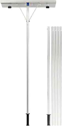 FANTASK Dachschneepflug mit Rädern, 160-610 cm Verstellbarer Dachschneepflug, Aluminium-Dachschaber mit rutschfestem Griff von FANTASK