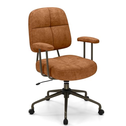 FANTASK Ergonomischer Drehstuhl, Bürostuhl mit Polsterung & Rollen, Computerstuhl mit 360°-Drehfunktion dafür & Armlehnen, Brauner Schreibtischstuhl, Braun von FANTASK