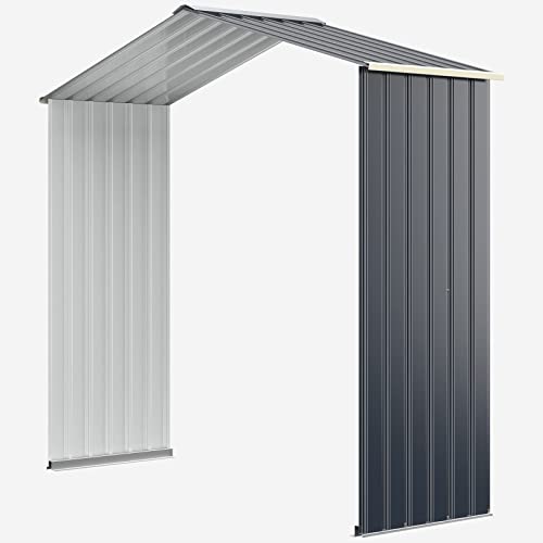 FANTASK Erweiterungsbox Gerätehaus Metall, 213 x 64 x 195 cm, Geräteschuppen abschließbar, Gartenhaus mit 4 Luftschlitzen & Schiebetür, Metallschuppen, Outdoor von FANTASK