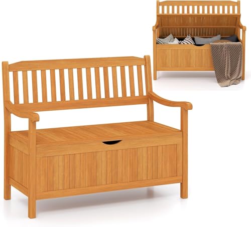 FANTASK Gartenbank Holz mit Stauraum, Holzbank für 2-Sitzer bis 360kg belastbar, Balkonbank mit abnehmbarem Innensack, Teak FANTASK Gartenbank Holz mit Stauraum, Holzbank für 2-Sitzer bis 360kg belastbar, Balkonbank mit abnehmbarem Innensack, Teak von FANTASK