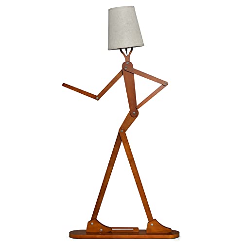 FANTASK Geile Poseable Stehlampe 160cm mit verstellbaren Gelenken, Holz Lustige Stehleuchte, Leselampe im kreativen Kunststil, dekorative humanoide Eckleuchte von FANTASK