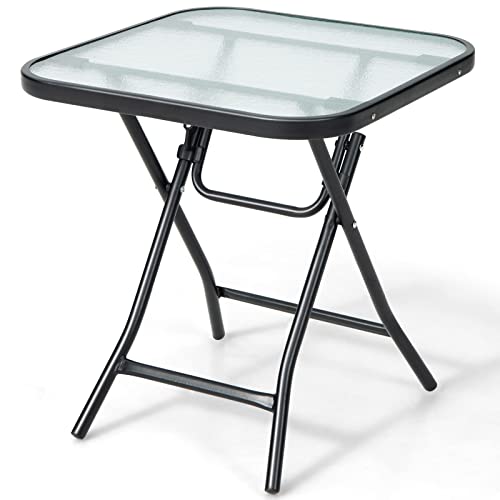 FANTASK Klapptisch quadratisch, wetterfester Beistelltisch, Gartentisch mit Tischplatte aus gehärtetem Glas, für Balkon, Garten, Terrasse, 46,5 x 46,5 x 42 cm FANTASK Klapptisch quadratisch, wetterfester Beistelltisch, Gartentisch mit Tischplatte aus gehärtetem Glas, für Balkon, Garten, Terrasse, 46,5 x 46,5 x 42 cm von FANTASK
