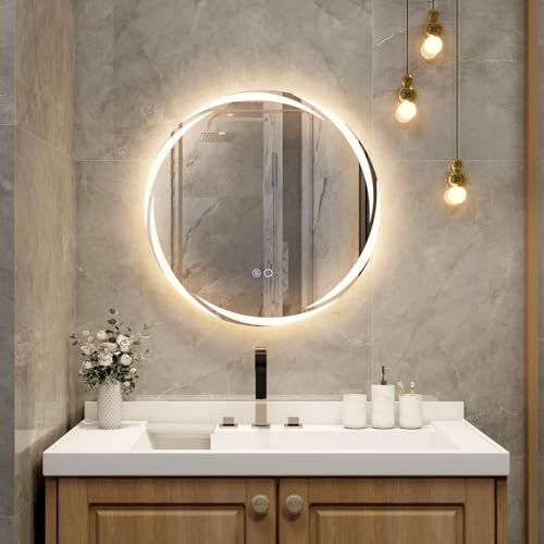 FANTASK LED Badspiegel mit Beleuchtung, 60cm runder Badezimmerspiegel Anti-Beschlag, Wandspiegel dimmbar mit Touch-Schalter & Memory-Funktion, LED-Spiegel Hängespiegel für Bad, Oval,60L x 60B cm FANTASK LED Badspiegel mit Beleuchtung, 60cm runder Badezimmerspiegel Anti-Beschlag, Wandspiegel dimmbar mit Touch-Schalter & Memory-Funktion, LED-Spiegel Hängespiegel für Bad, Oval,60L x 60B cm von FANTASK