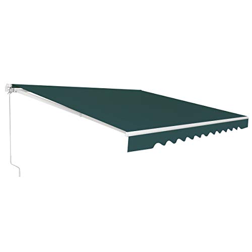 FANTASK Markise 5-35° Winkel einstellbar,Sonnenmarkise mit einem Langen Kurbelgriff, UPF50+ Terrassenmarkise 300 x 250 cm (Grün) von FANTASK