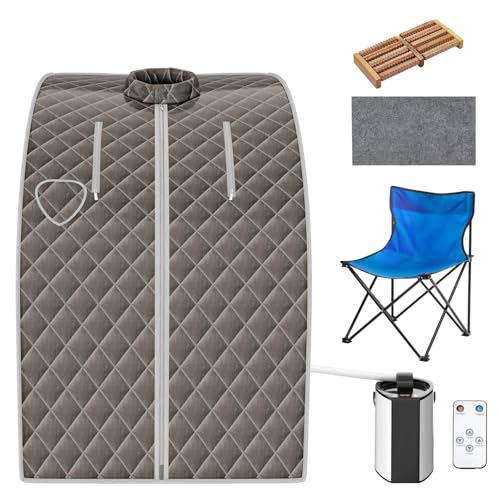 FANTASK Mini Mobile Dampfsauna 3L, Tragbare Dampfbadsauna mit Zerstäubungsfunktion, Heimsauna mit Fernbedienung, einstellbarer Timer & Temperatur, 78 x 87 x 101 cm (Braun) von FANTASK