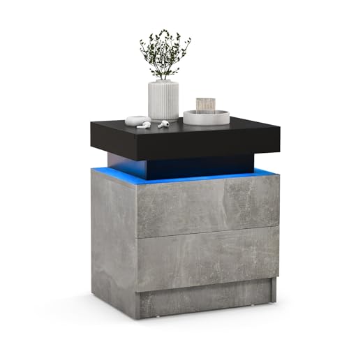 FANTASK Nachttisch LED, Nachtschrank mit 2 Schubladen, Nachtkommode dynamisch & statisch beleuchtet, inkl. Fernbedienung, modern, 45 x 35 x 52cm, Grau FANTASK Nachttisch LED, Nachtschrank mit 2 Schubladen, Nachtkommode dynamisch & statisch beleuchtet, inkl. Fernbedienung, modern, 45 x 35 x 52cm, Grau von FANTASK